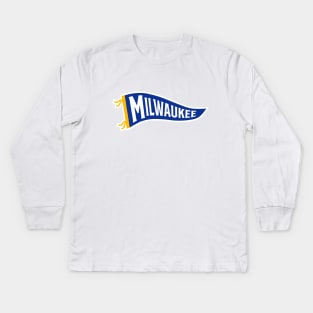 Milwaukee Pennant White Kids Long Sleeve T-Shirt